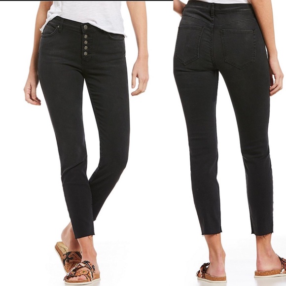 Free People Denim - Free People Reagan Raw Hem Black Jeans NWT